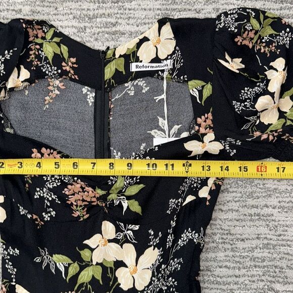 NWT Reformation Lacey Smocked Sleeve Dress Isabella Size 0 - Picture 9 of 16